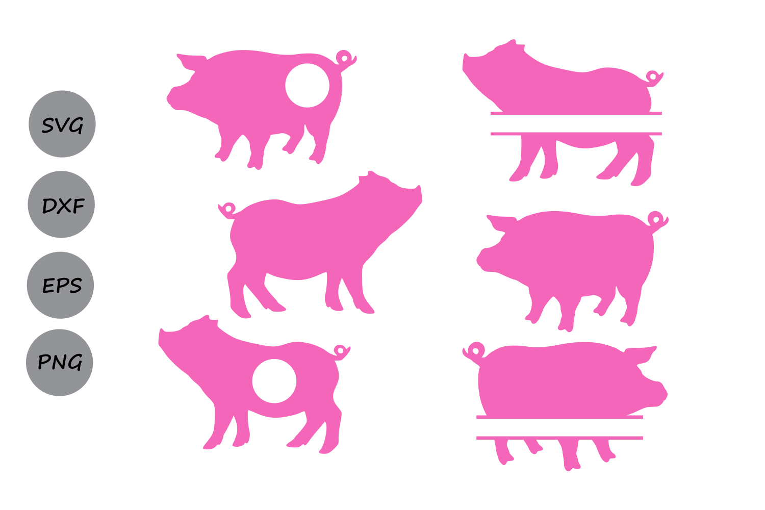 Pig SVG cut file, pig monogram svg, silhouette files, Cricut files