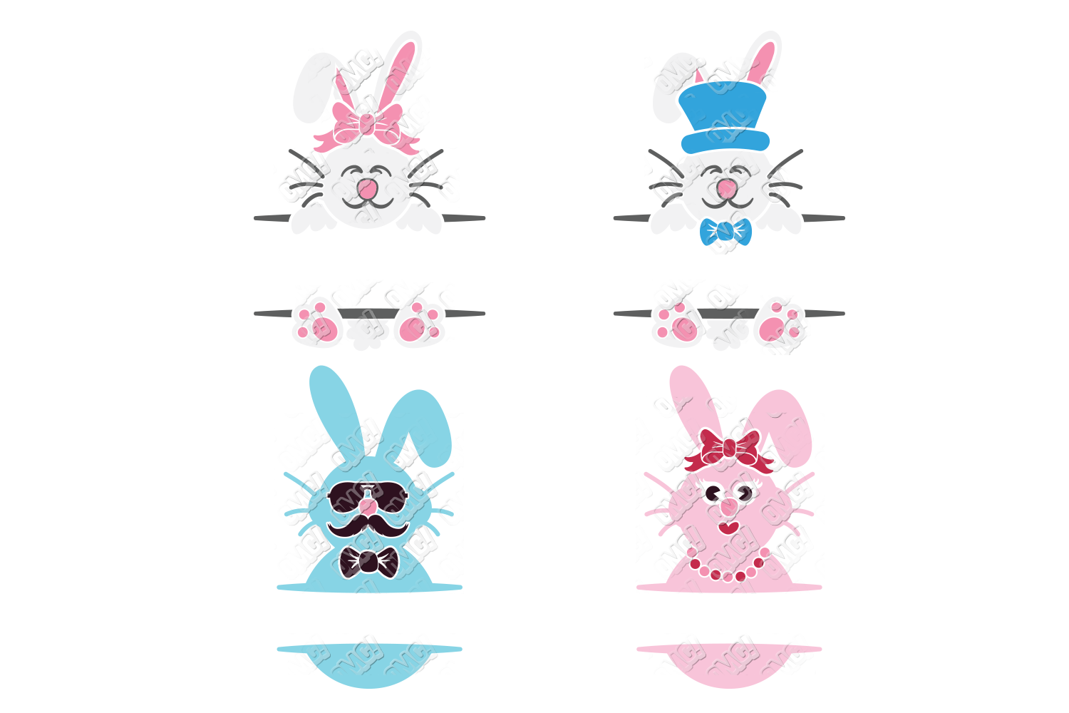 Download Split Easter Bunny SVG in SVG, DXF, PNG, JPG, EPS