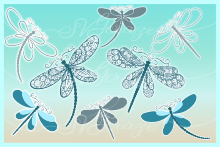 Download Dragonfly Mandala Zentangle Bundle Svg Dxf Eps Png Pdf Files