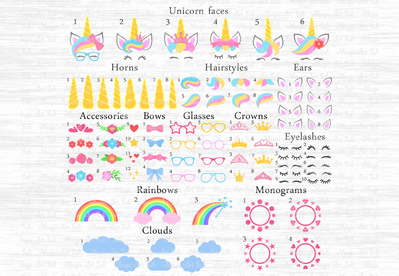 Download Big unicorn bundle svg, Unicorn kit svg, Unicorn clipart