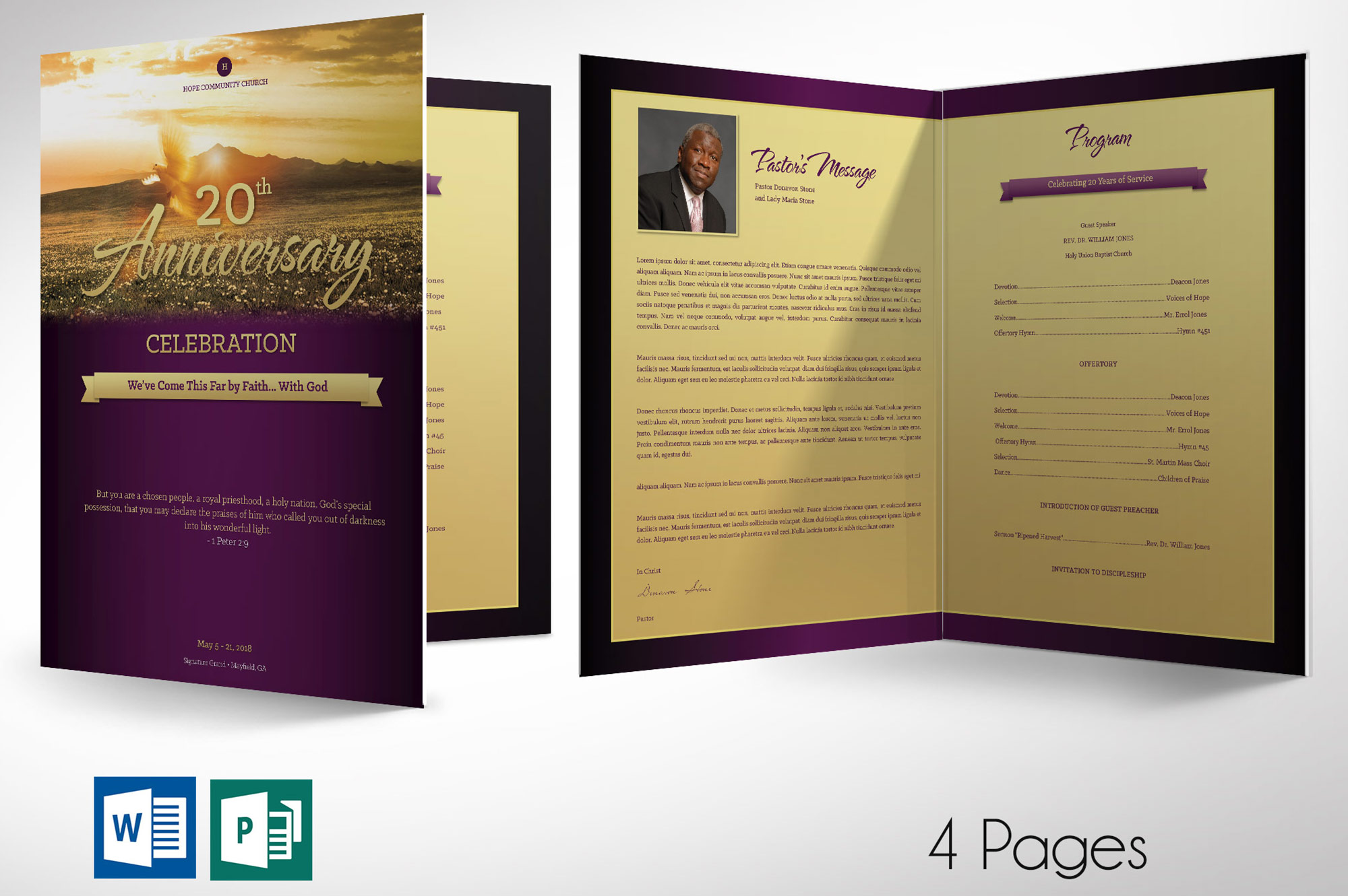 Church Anniversary Program Large Word Publisher Template