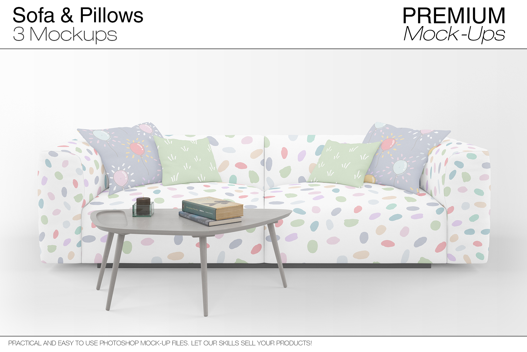 Download Sofa & Pillows Mockup Pack (55850) | Mock Ups | Design Bundles