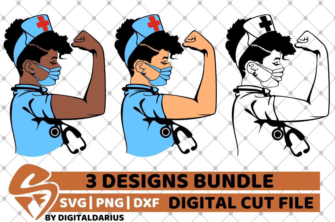 Download Free SVG 3x Nurse Strong Black Woman Bundle svg, Medical Mask ... ...