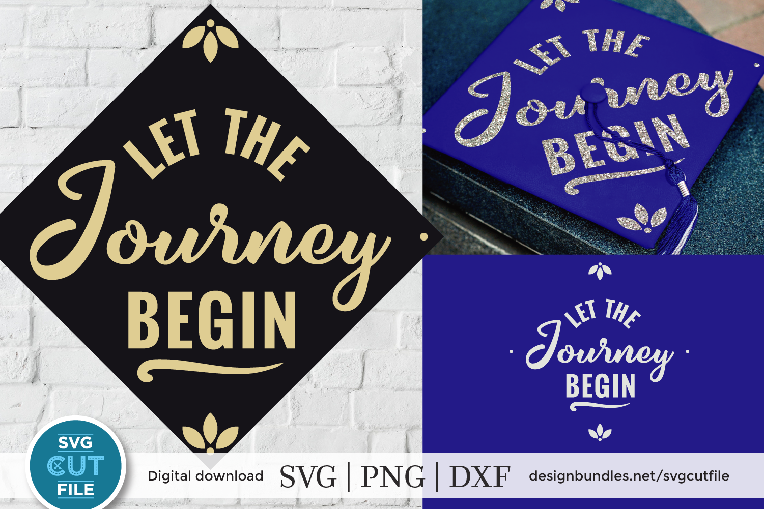 Download Let the Journey Begin - a graduation cap decoration svg file