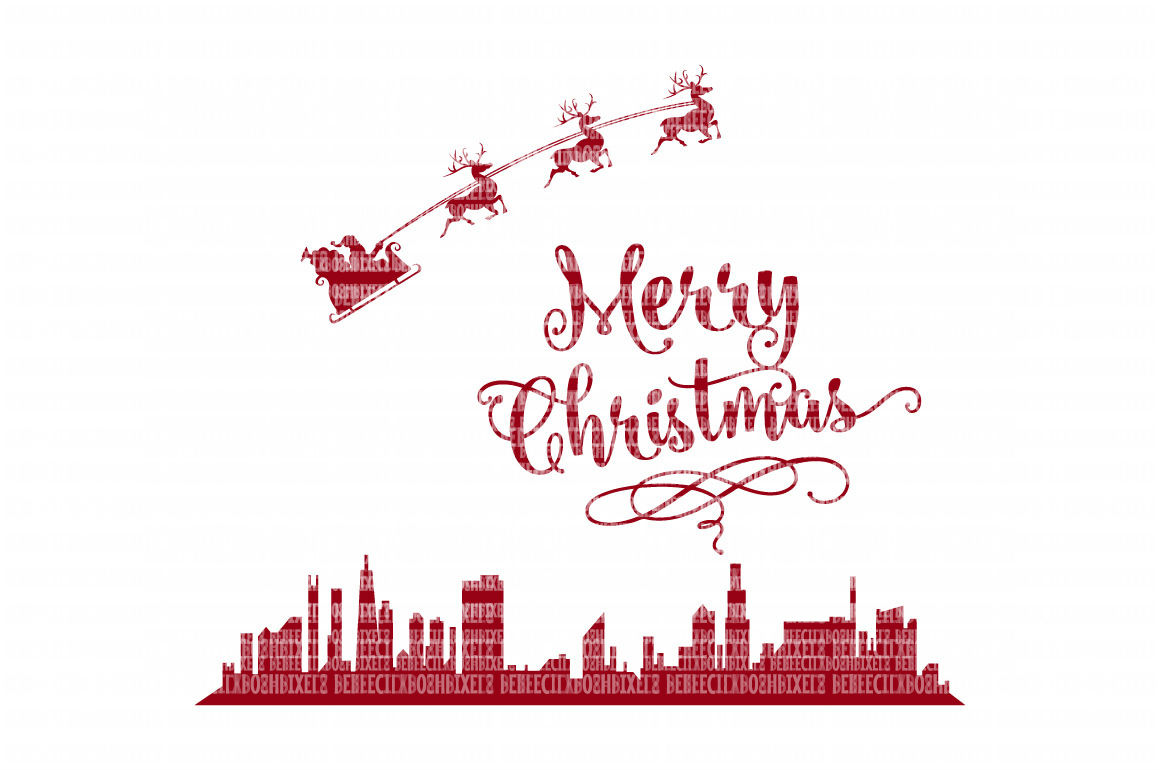Download Merry Christmas Cityscape SVG File, SIlhouette SVG Files ...