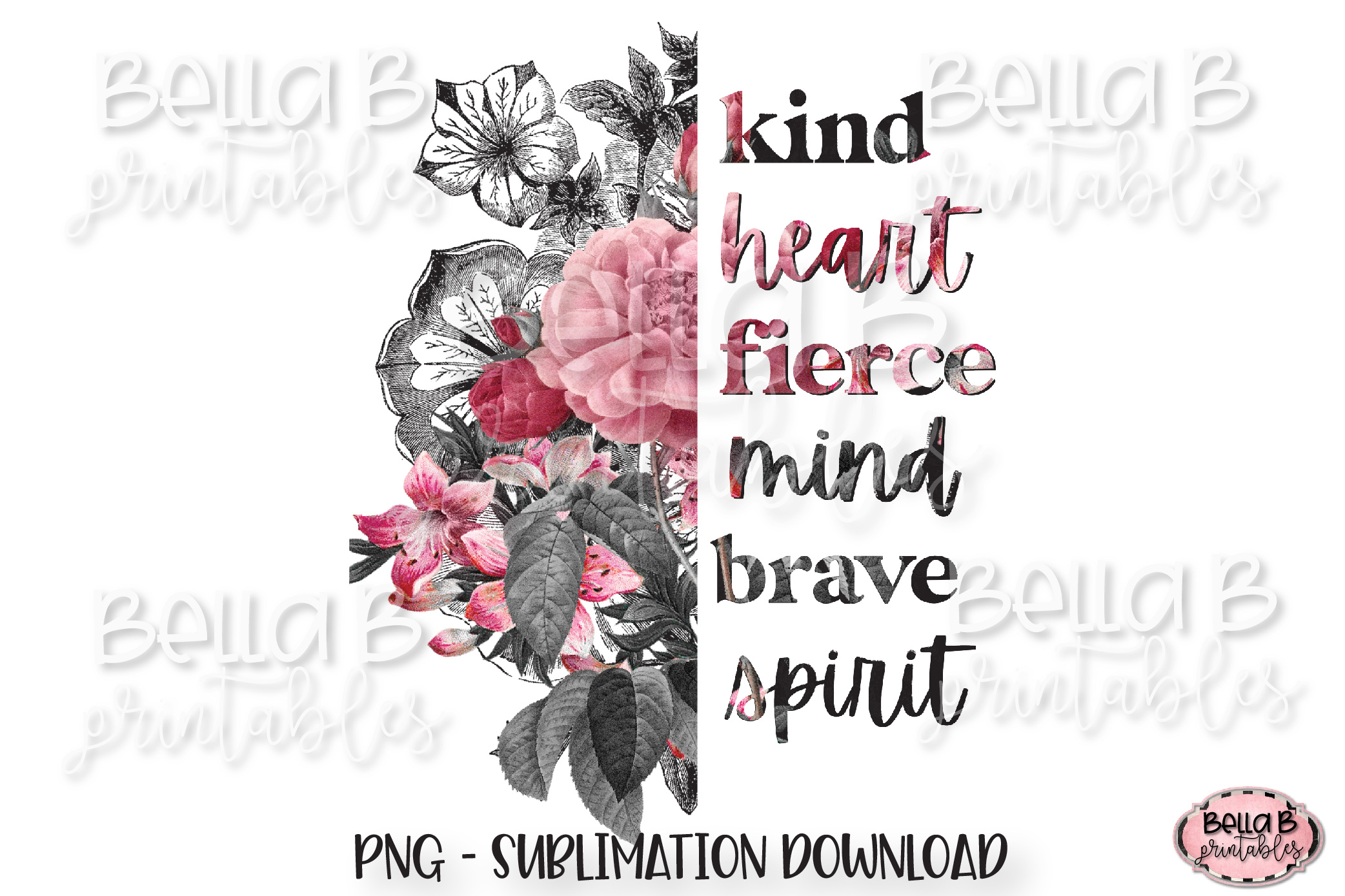 Floral Sublimation Design, Half Flower Sublimation Design