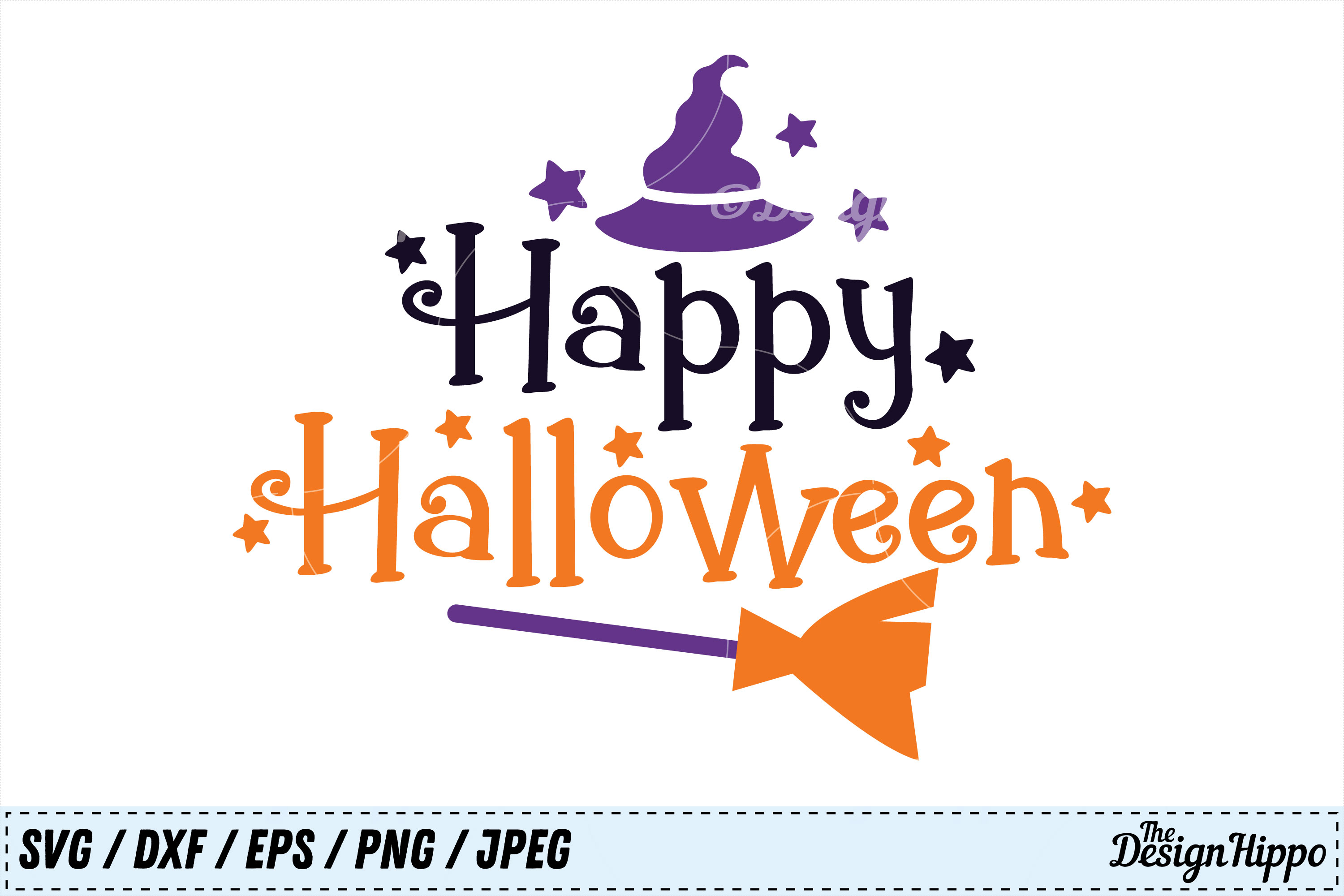 Happy Halloween SVG, Halloween SVG, Witch Hat, Broom SVG PNG
