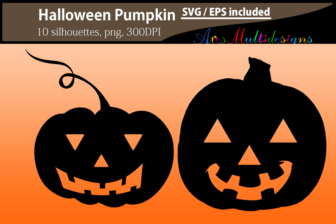 Pumpkin silhouettes SVG / Printable Halloween pumpkin EPS / Halloween