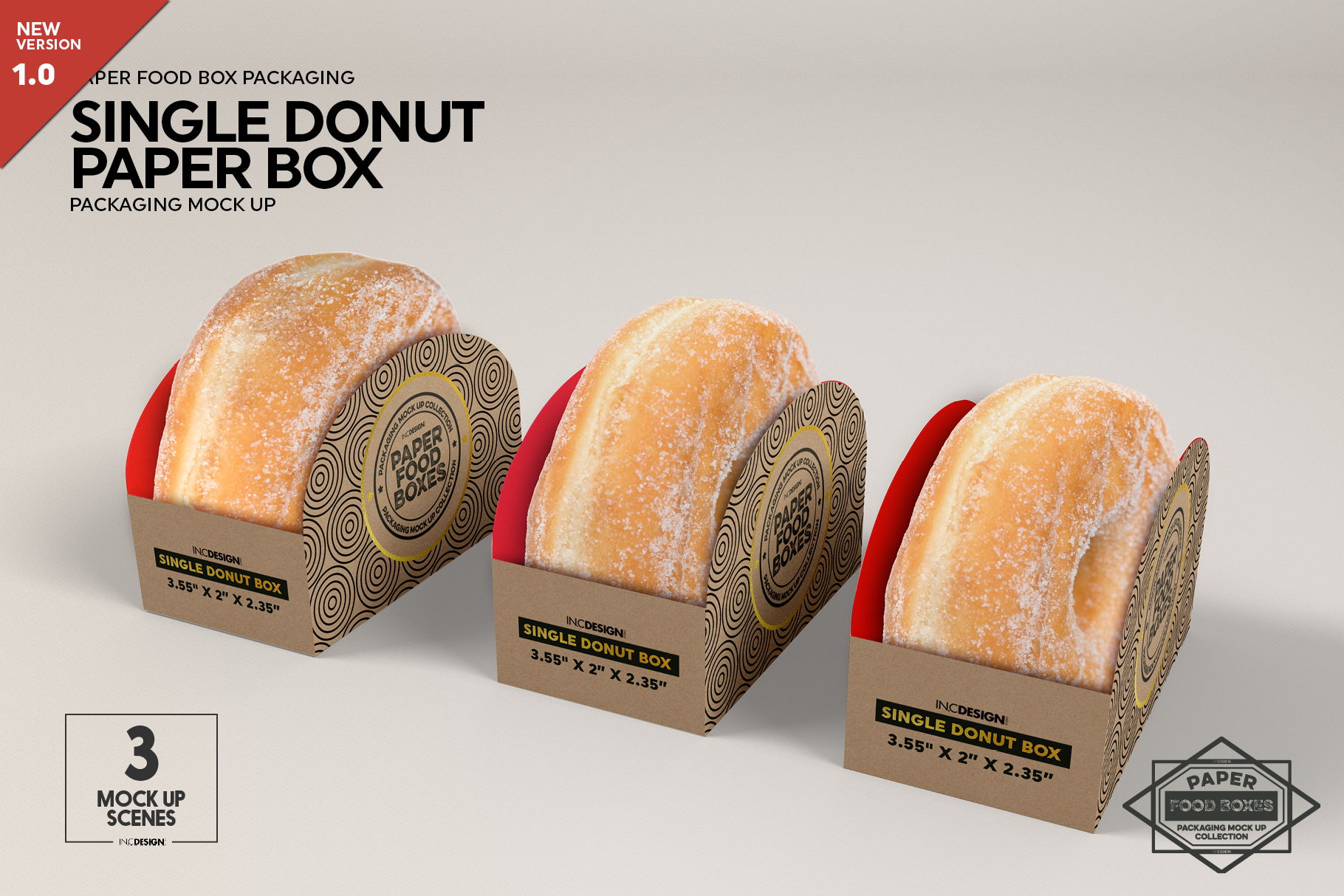 Download Single Donut Box Packaging Mockup