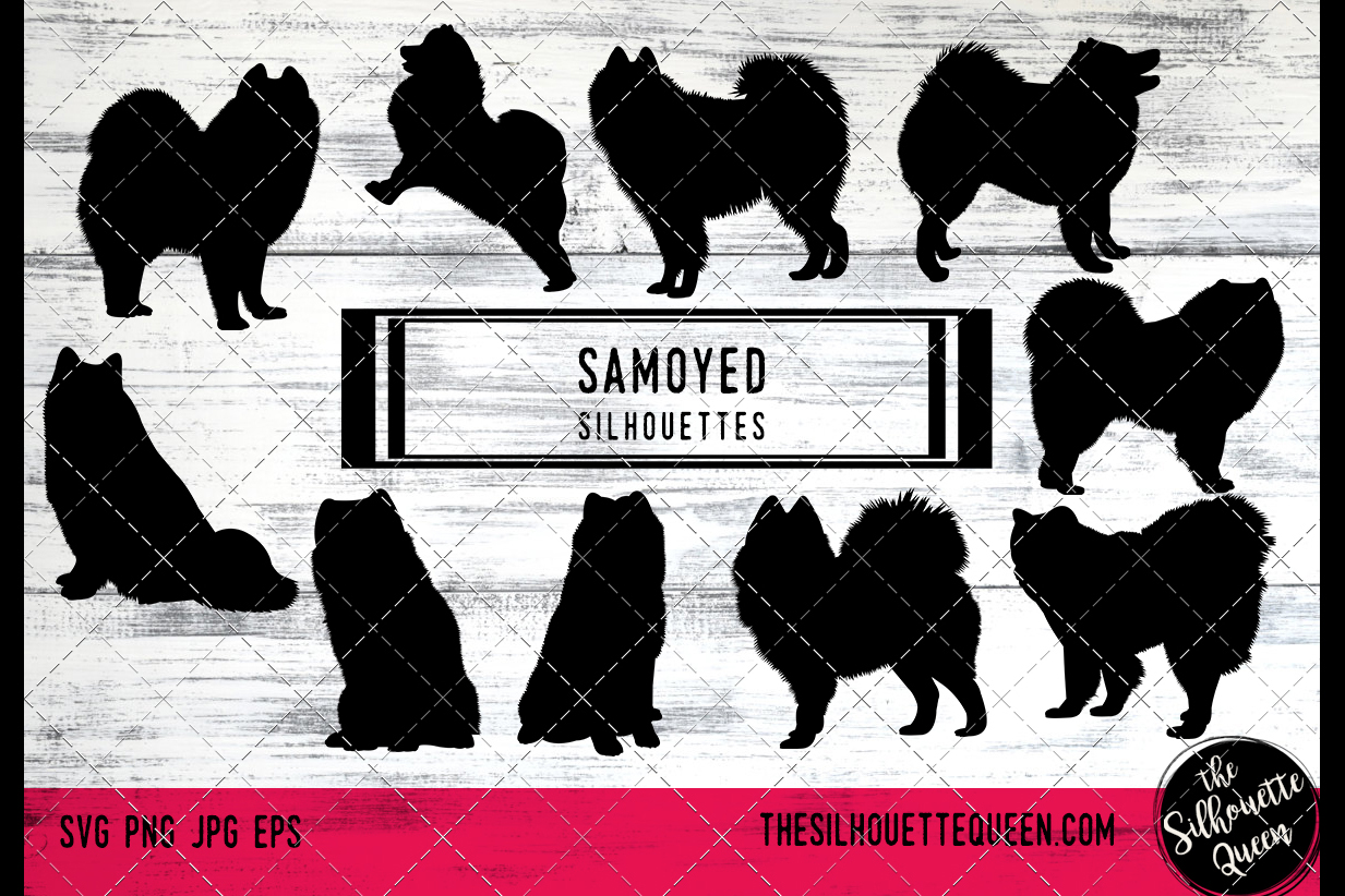 Samoyed Dog svg files cricut, silhouette clip art, Vector il (142119