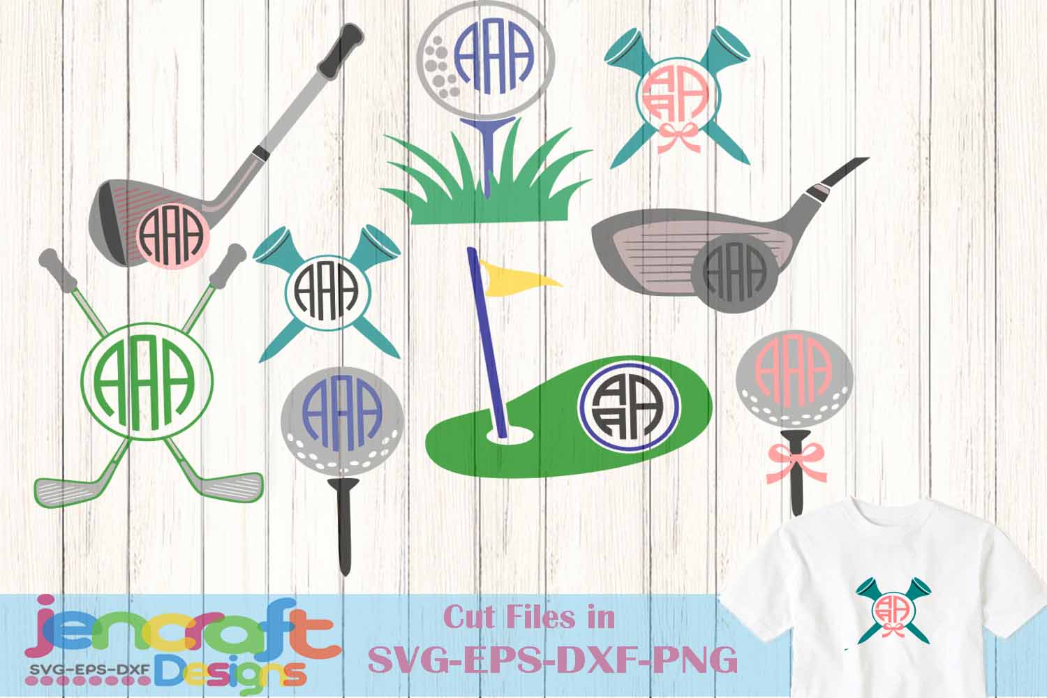 Download Golf SVG Cut Files Monogram Frames SVG, EPS, DXF, PNG (114311) | SVGs | Design Bundles