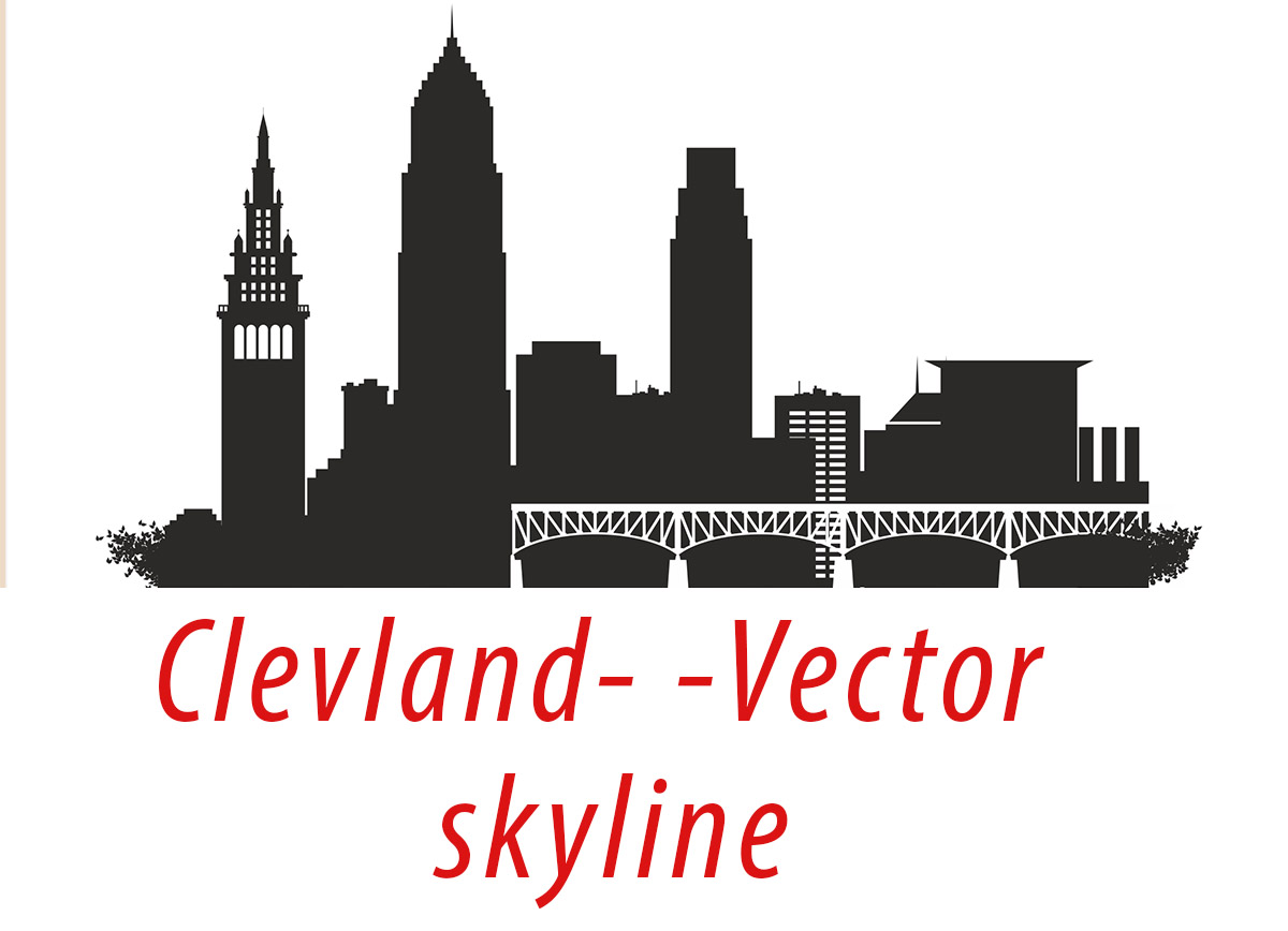 Cleveland Vector, Ohio Skyline USA city, SVG, JPG, PNG, DWG, CDR, EPS, AI