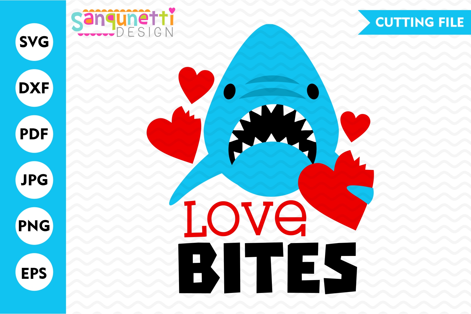 Love Bites Valentine SVG, Shark cutting file for boys