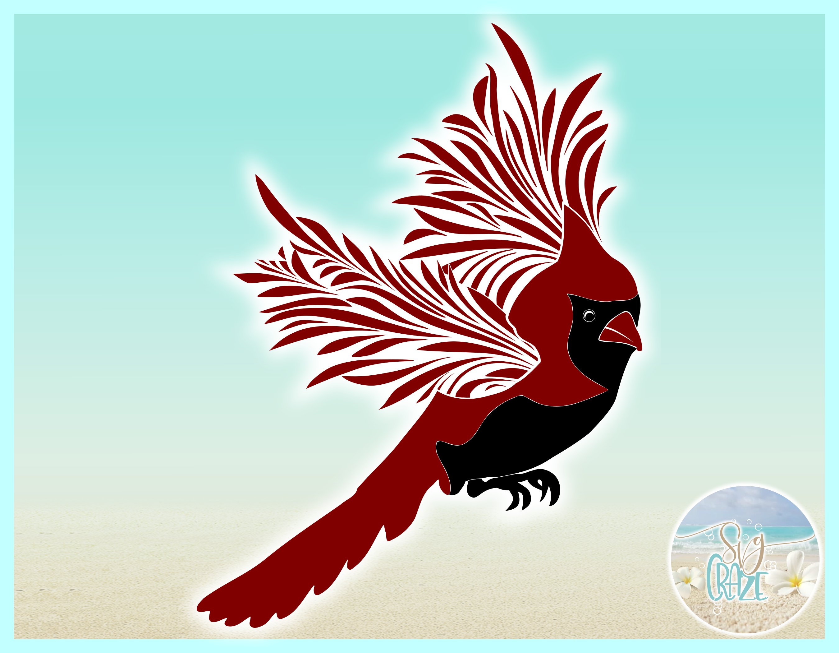 Download Cardinal Flying Mandala Zentangle SVG PDF EPS PNG files