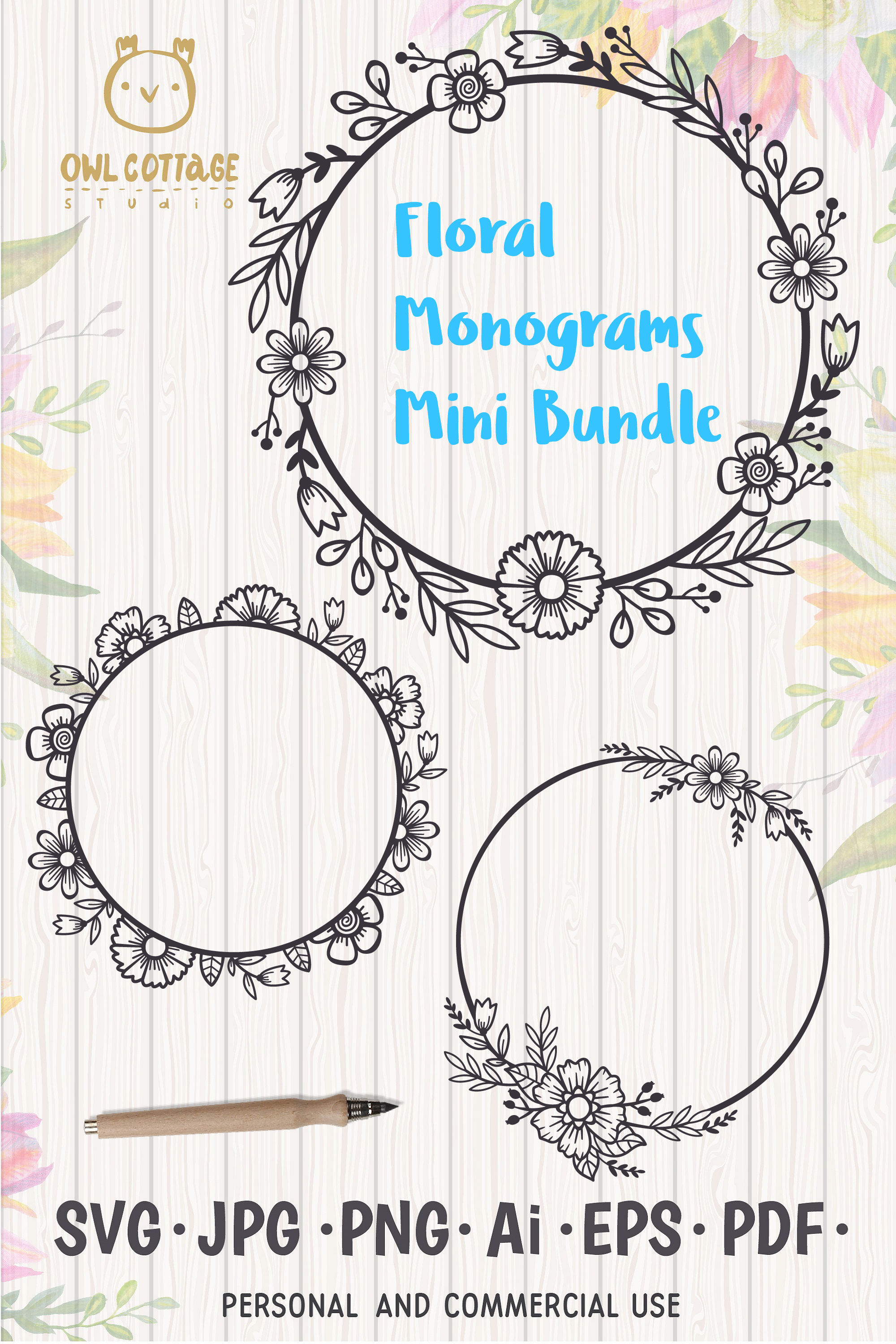 Floral Wreath Svg Bundle SVG File