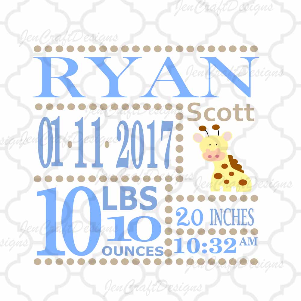 Download Boy Baby Birth Announcement template SVG Newborn Birthday