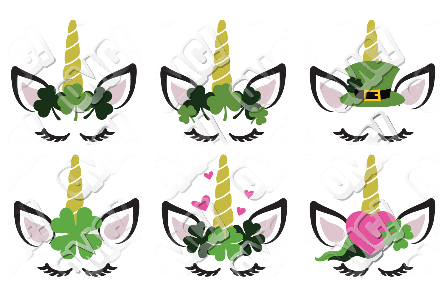 Download Unicorn Face Eyelash St. Patrick's Day SVG (64592) | Cut ...