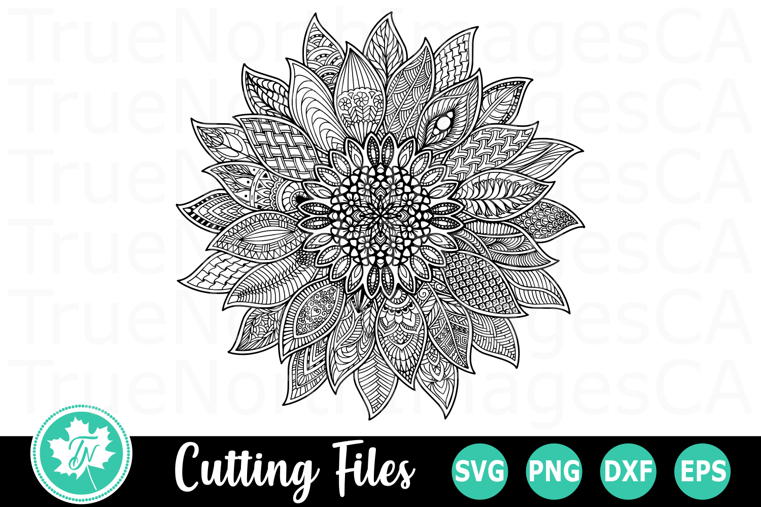 Download Sunflower - A Zentangle SVG Cut File