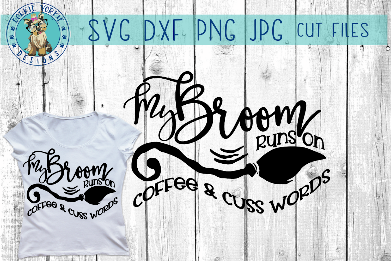 My Broom runs on Coffee & Cuss - Halloween - Witch - SVG Cut (132004) | SVGs | Design Bundles