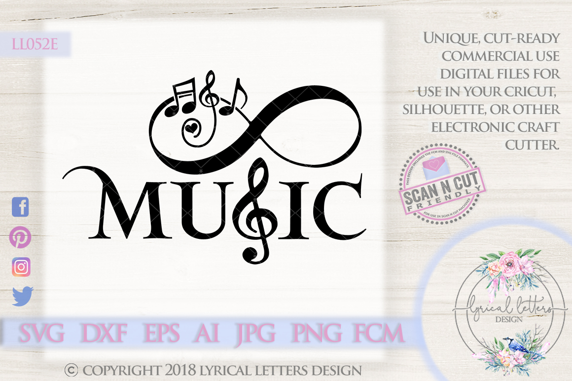 Download Music With Infinity and Music Notes SVG Cut File LL052E