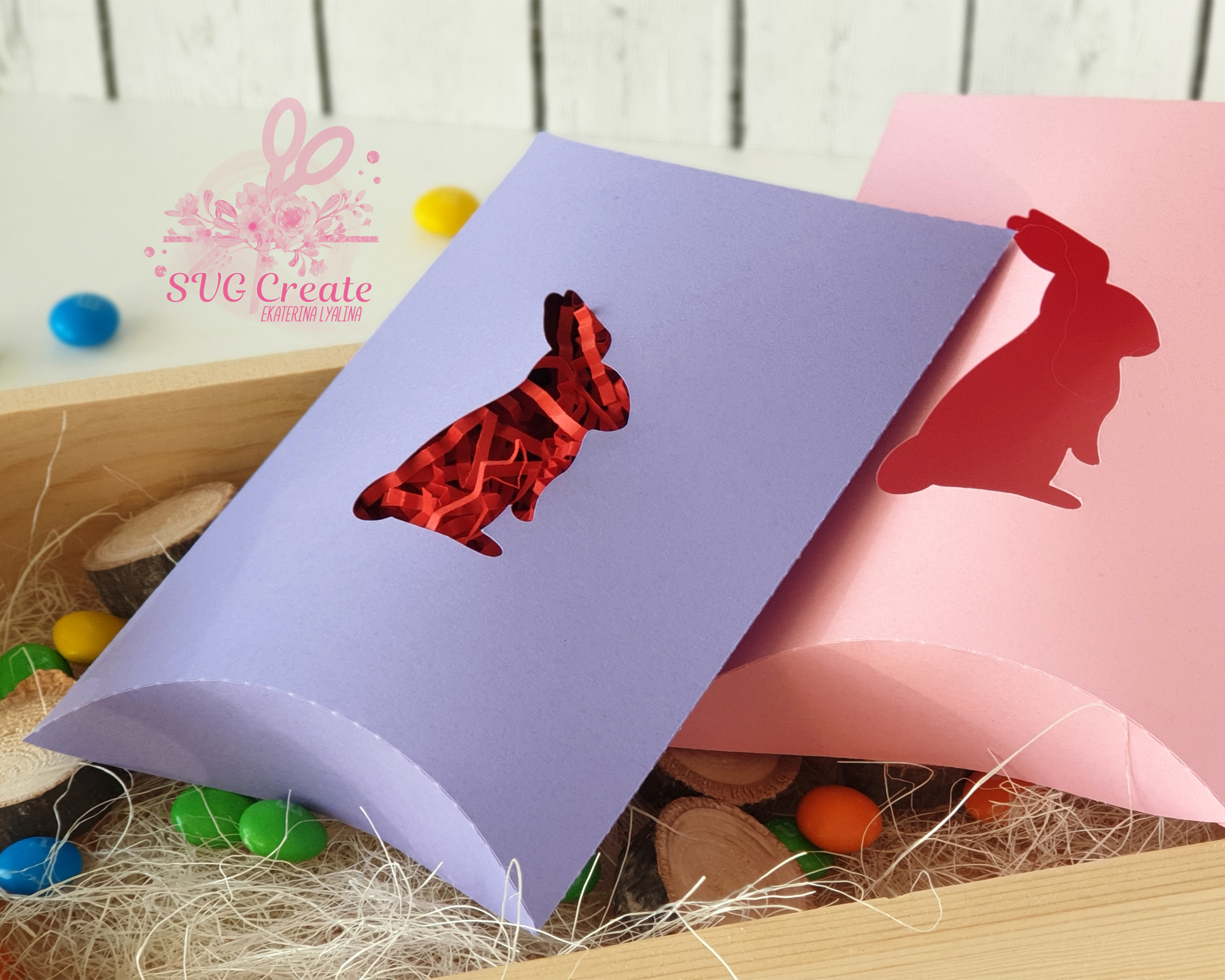 Download Easter pillow box, box with bunny, svg cutting file