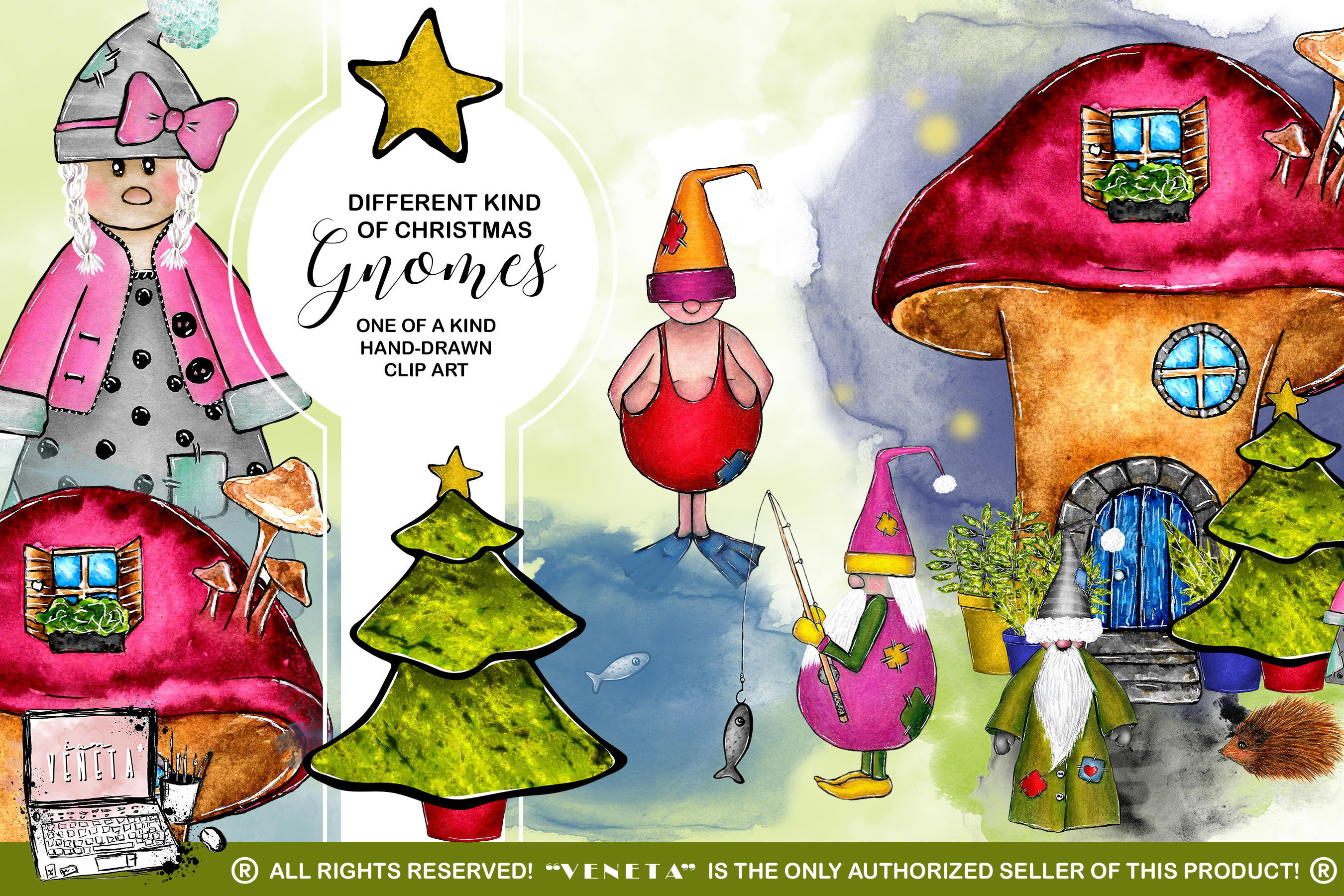 Download Gnomes | Christmas | Watercolor ClipArt | Dwarf ...