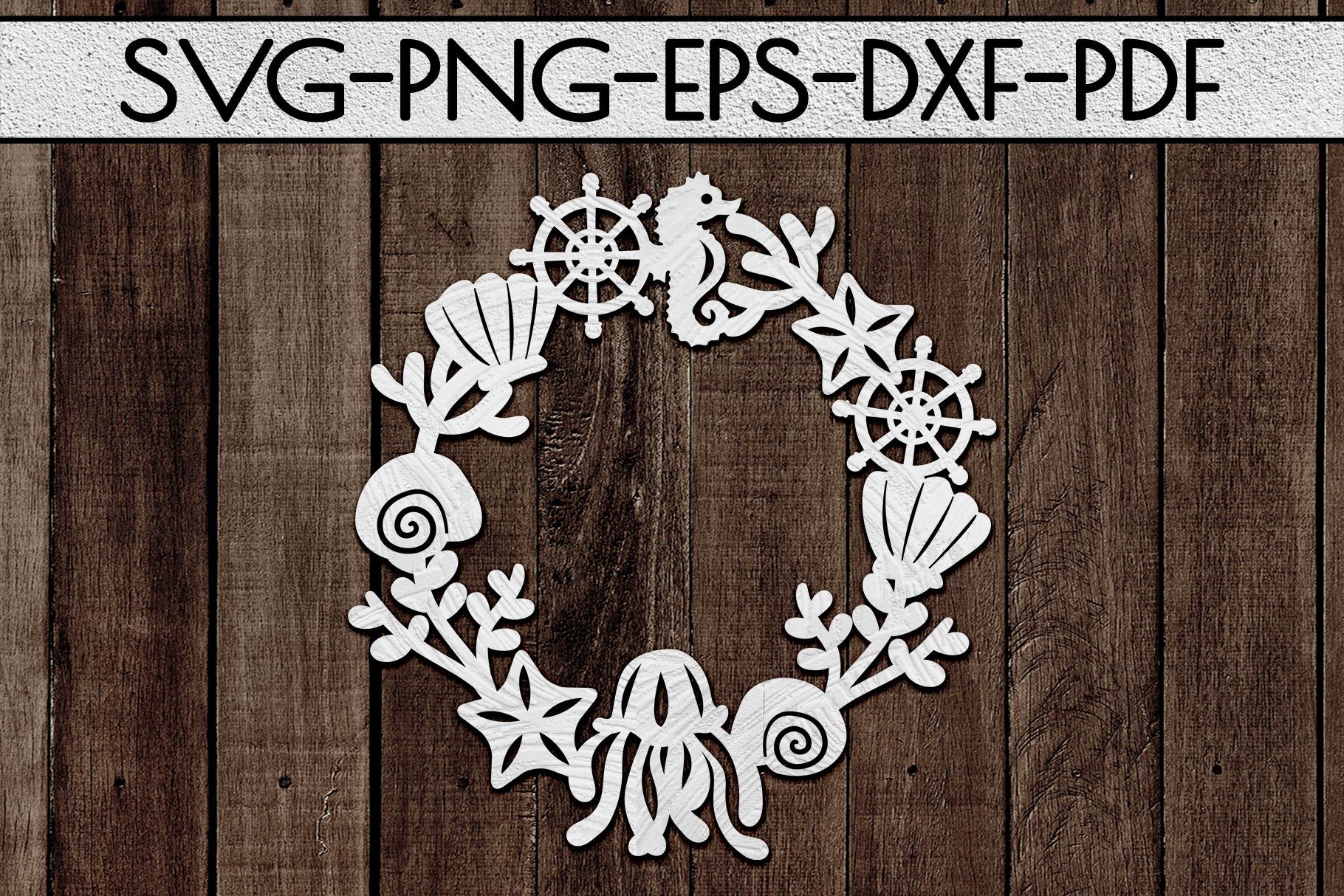 Download Ocean Wreath Paper Cut Template, Summer Design SVG, PDF ...