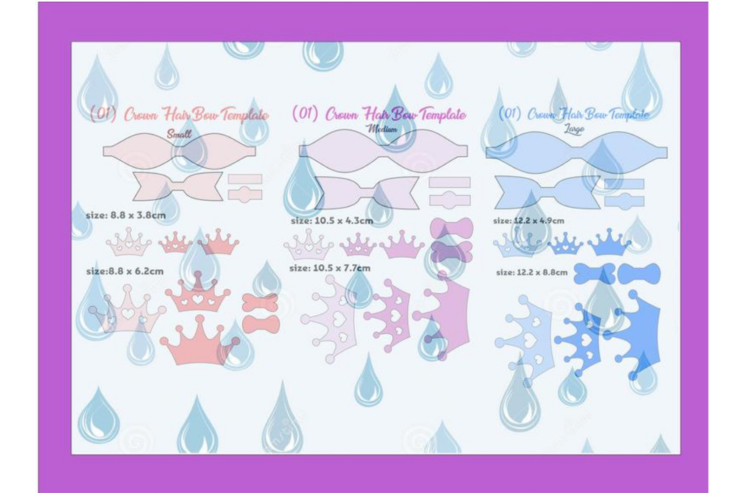 Download Crown Bundle Hair Bow Template Bundle of 6style 3size SVG