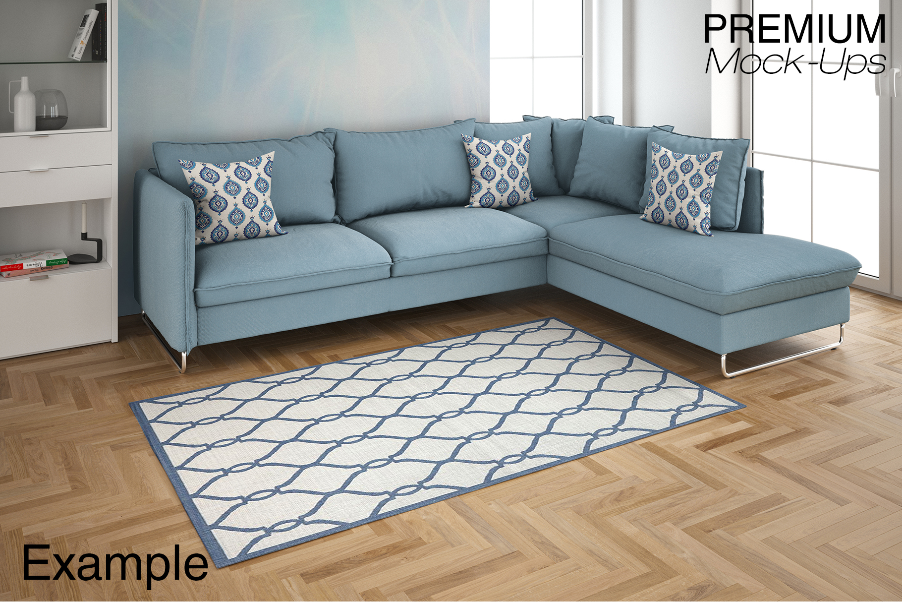 Carpets in Living Room Mockup Set (117919) Mock Ups