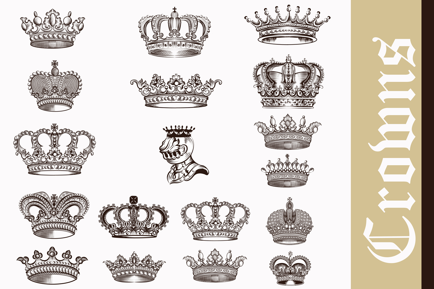 Big set of crowns and heraldic shape