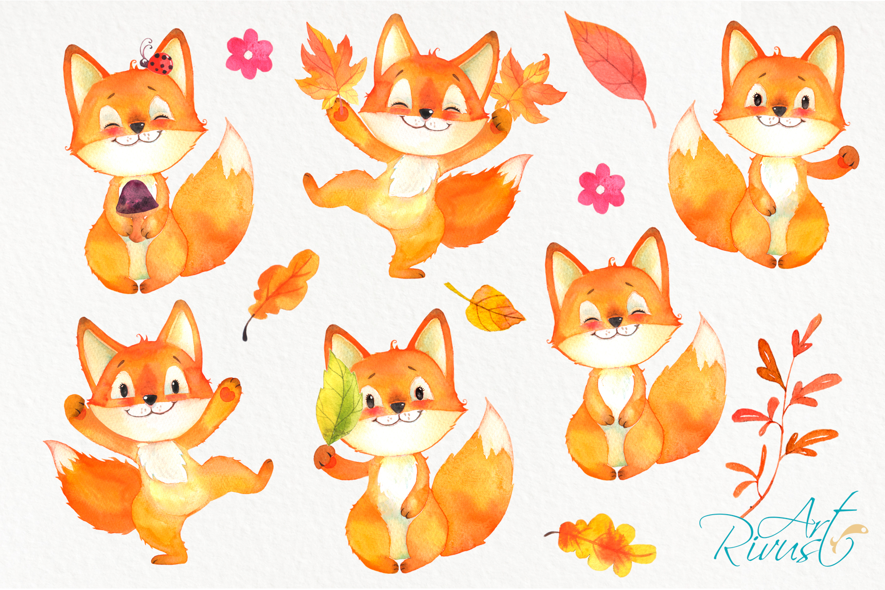 Download Cute Fall watercolor clipart Forest baby animals clip art ...