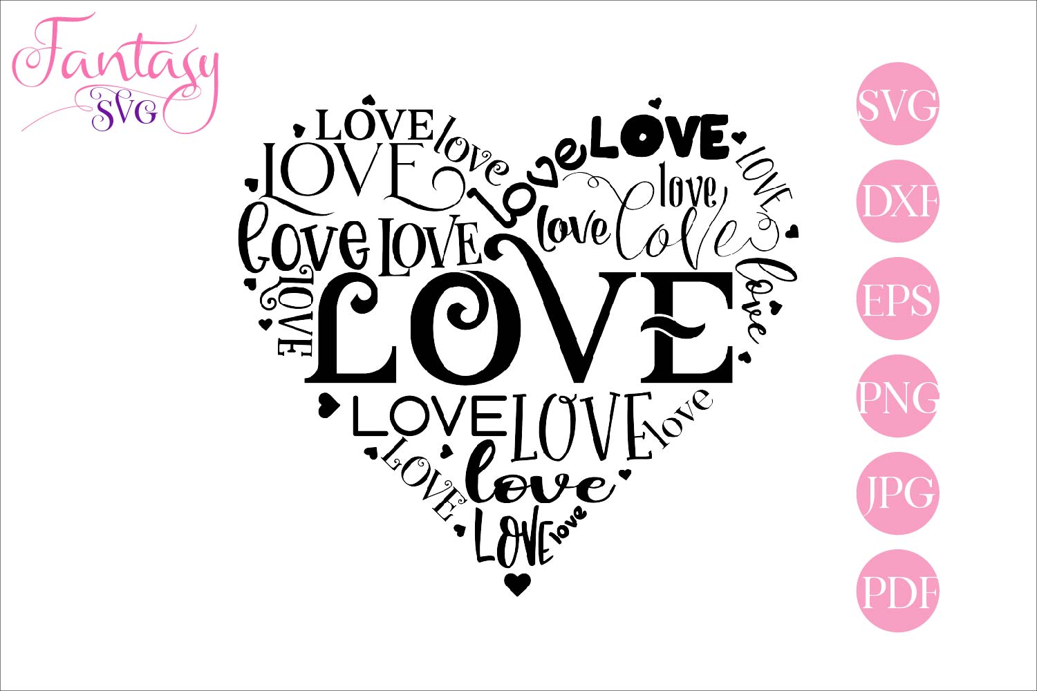 Love words svg cut file for silhouette and cricut