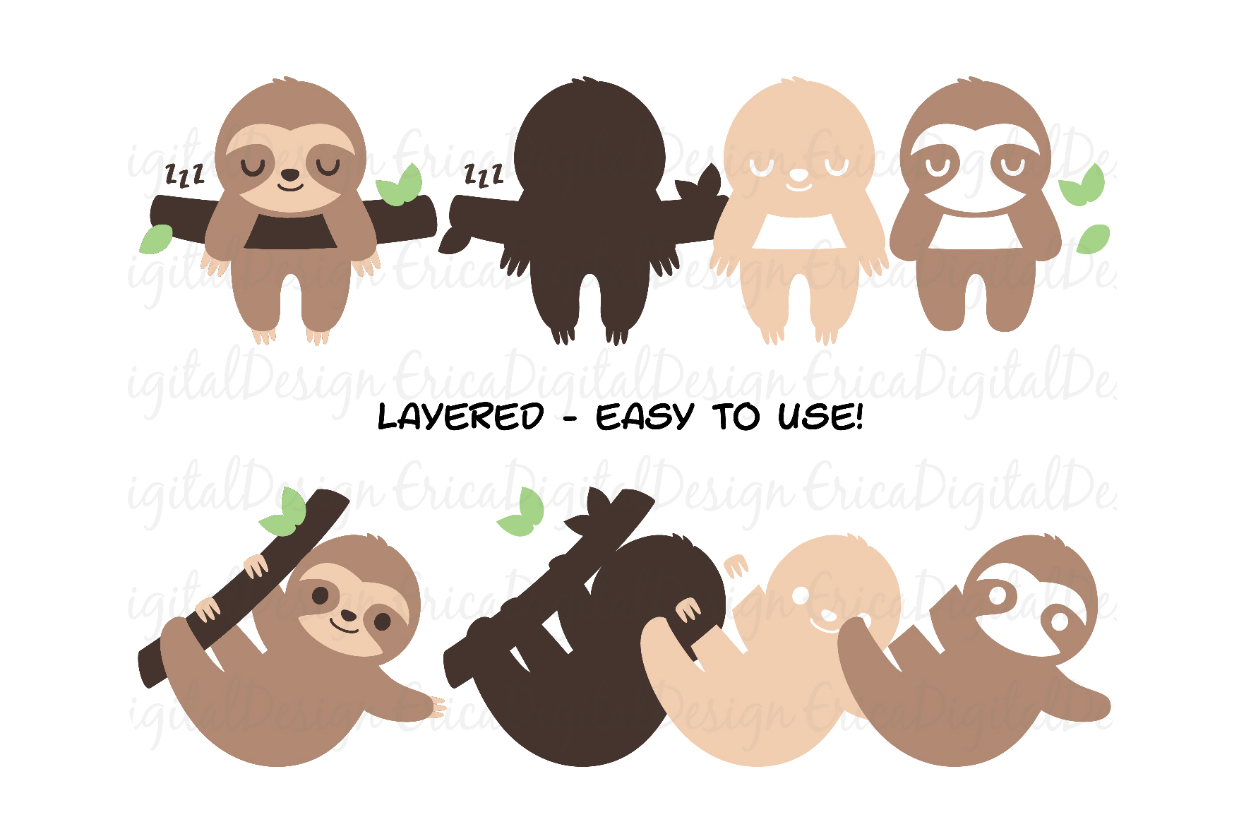 Download Sloth SVG Bundle - 10 Cute sloths cut files - Baby sloths ...