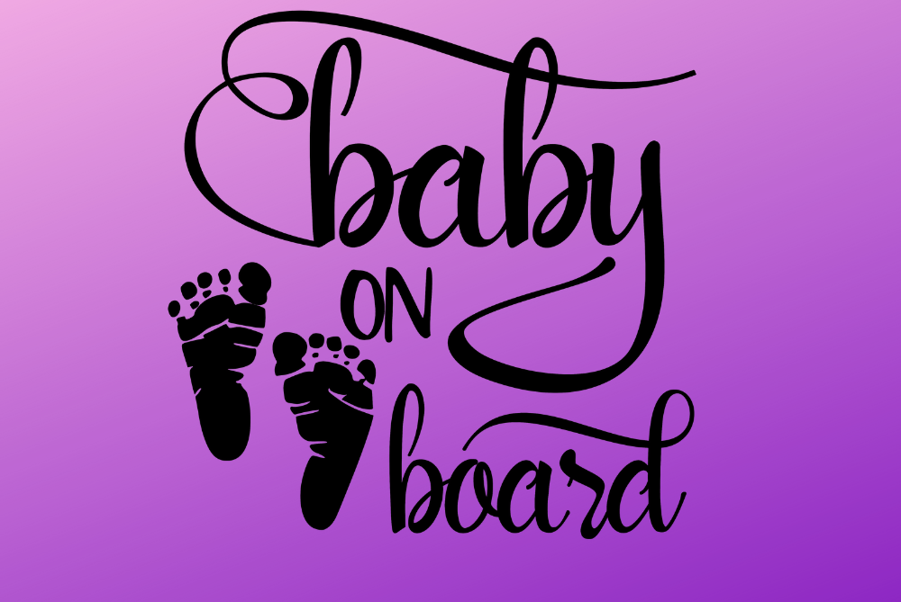 Baby on board baby footprints svg cut file, car window decal
