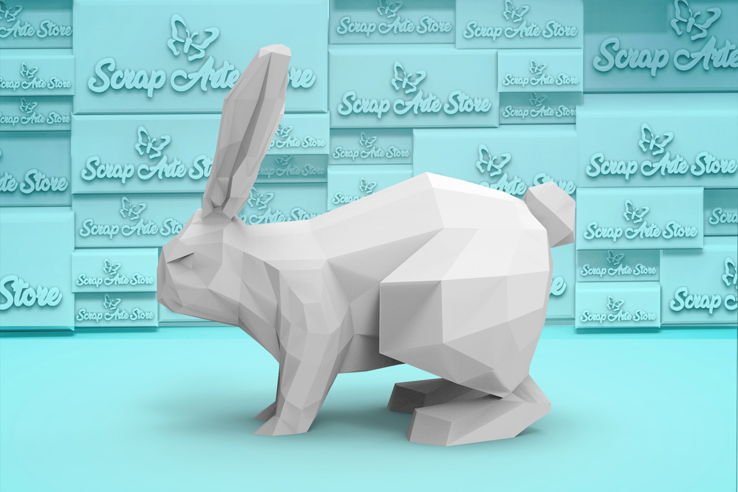 Paper cut rabbit low poly