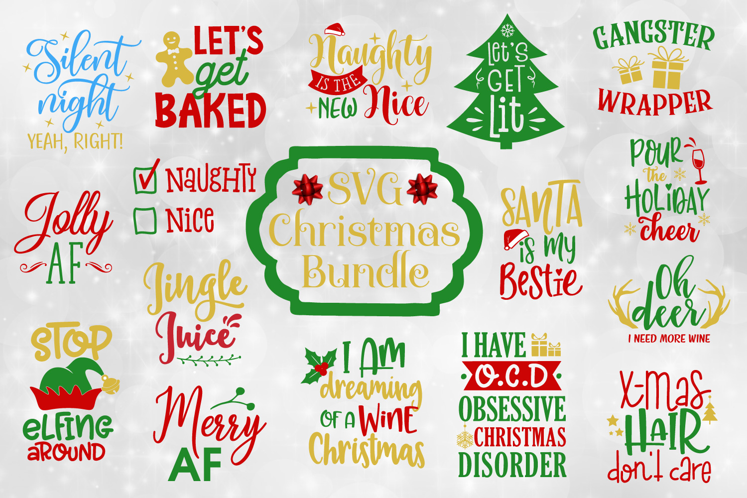 Download Funny Christmas Quotes Bundle - SVG, EPS, DXF, PNG