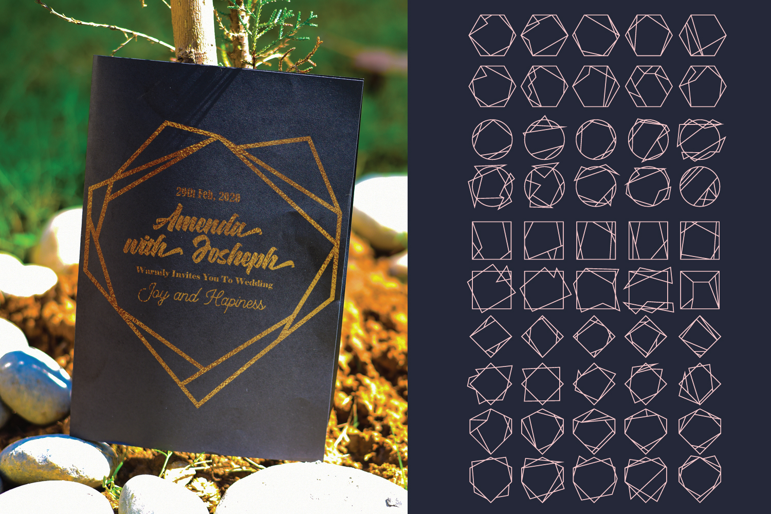 50 Foil Quill Frame Shapes for Invitations and Card