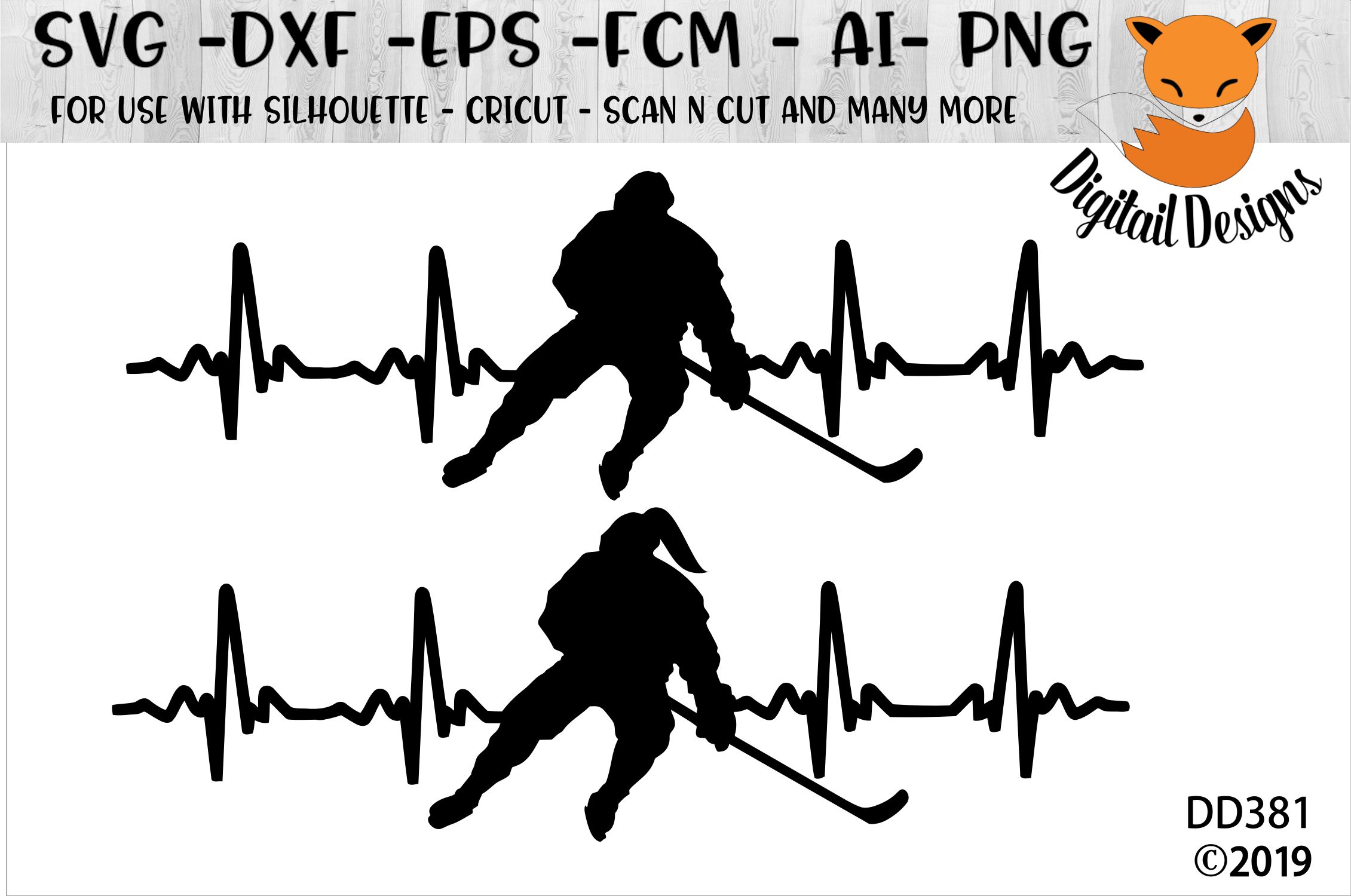 Download Love Hockey EKG Heartbeat SVG