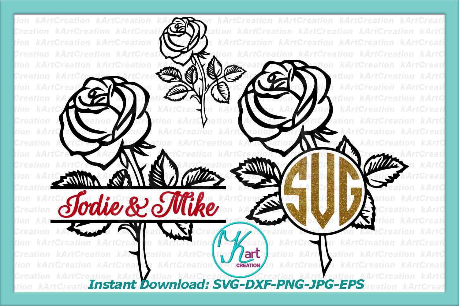 Download Flower rose split circle Monogram svg dxf ready for cut file