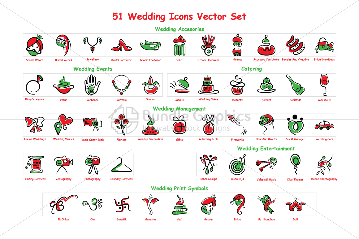 Download Indian Wedding - Vector Graphic Icons (4795) | Icons | Design Bundles