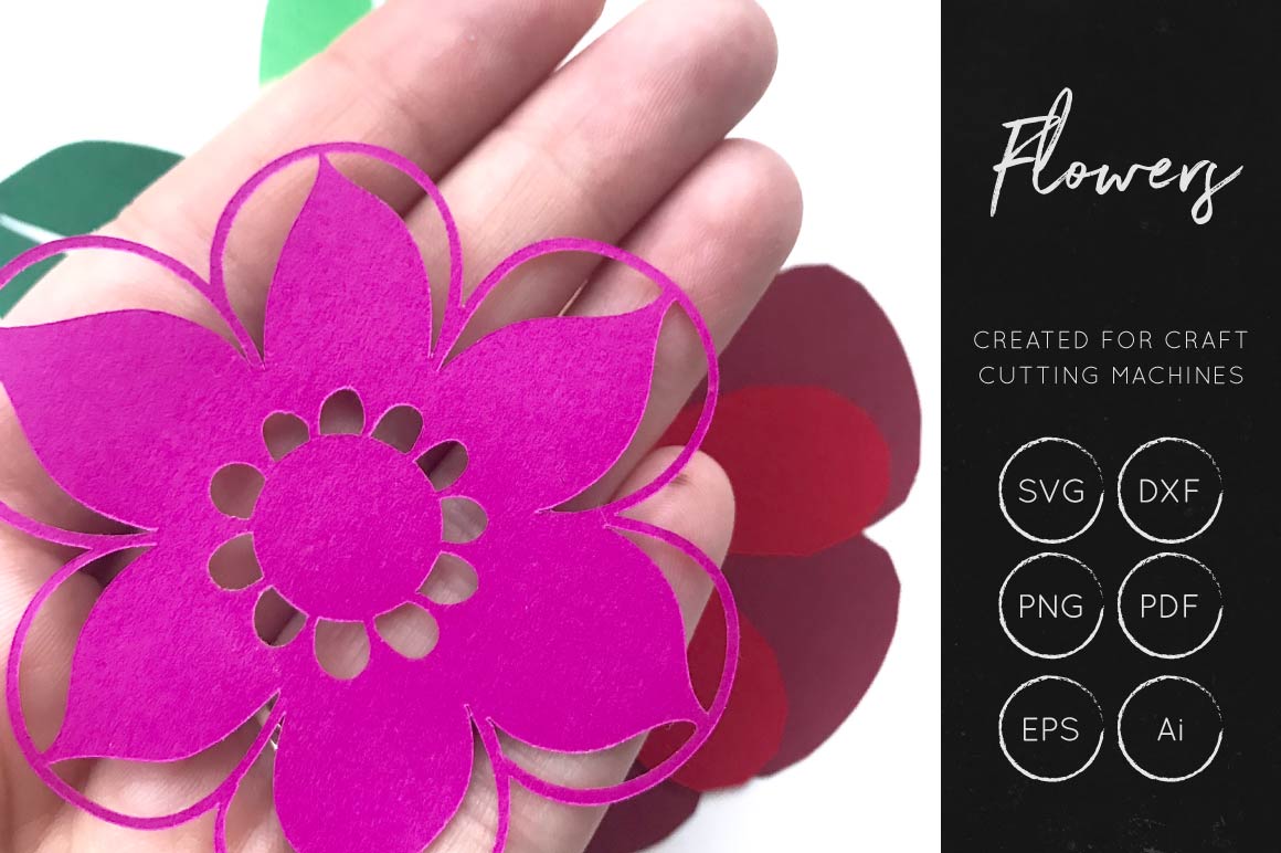 Vector Flower Collection - Layered Flowers SVG Cut Files