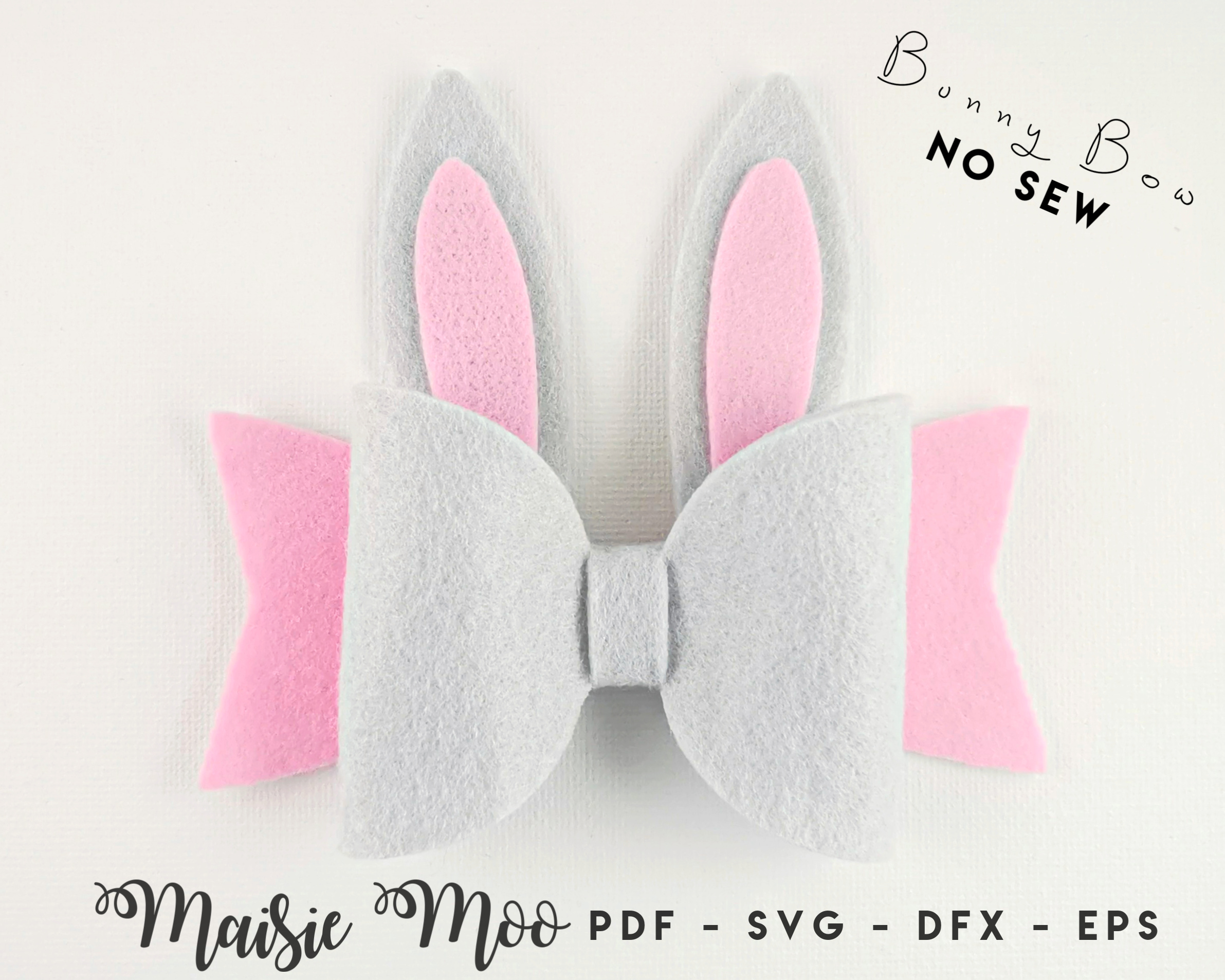 Download Bunny Bow SVG, Felt Rabbit Bow PDF, Easter Hair Bow Template