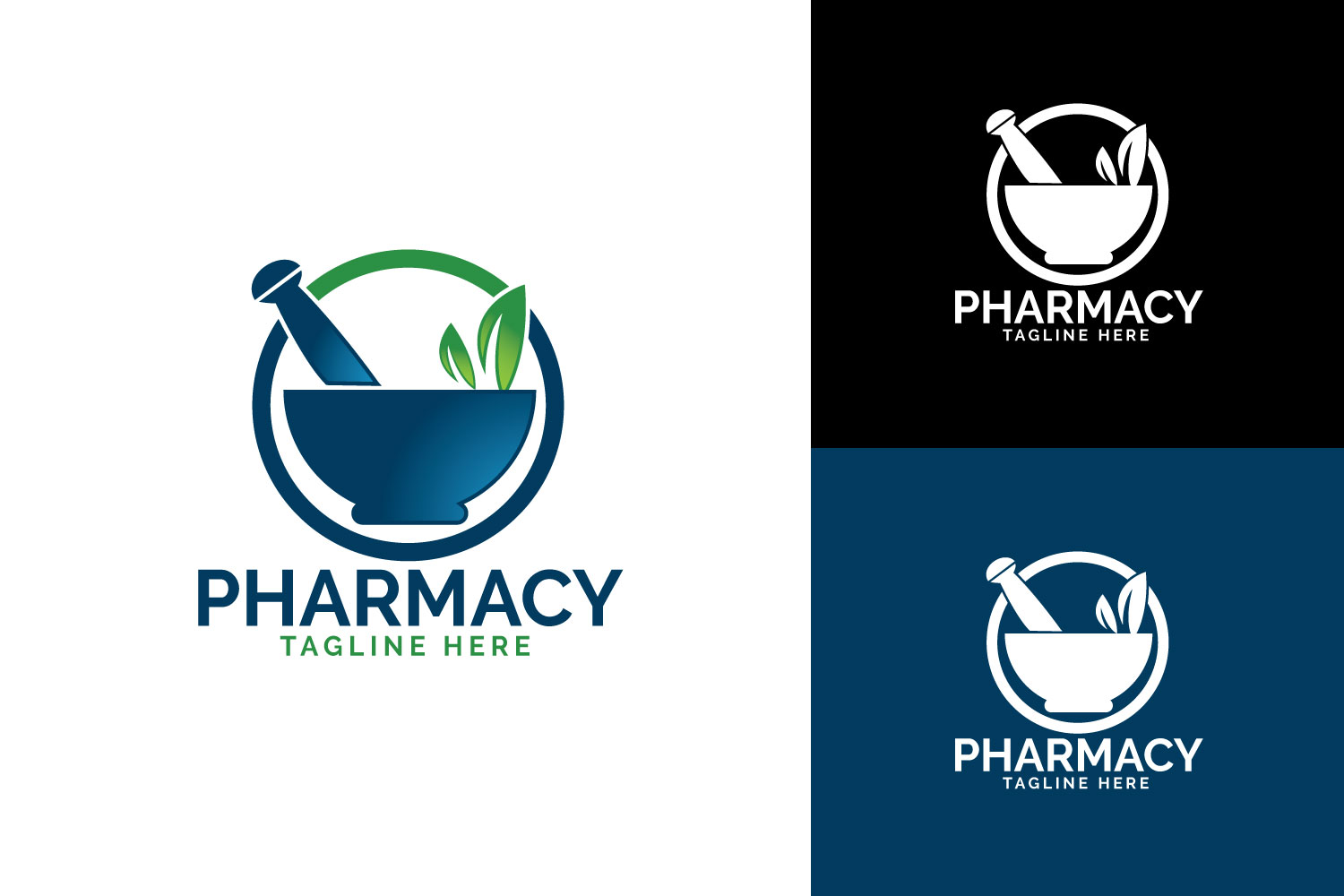 Pharmacy medical logo. Natural mortar and pestle logotype. (173016 ...