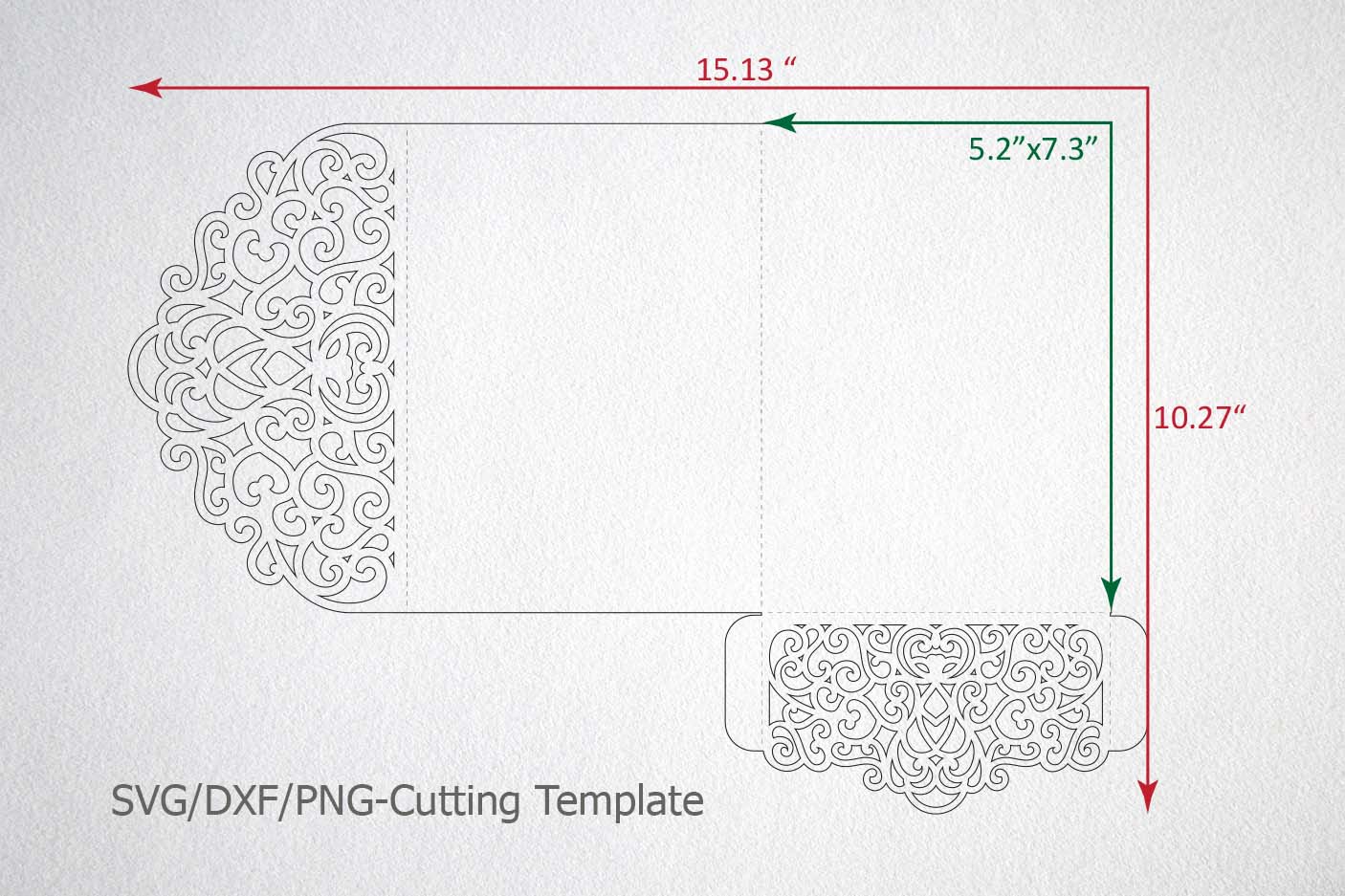 Tri Fold Wedding Invitation Pocket Envelope SVG DXF Template