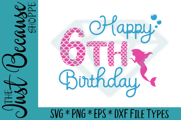 Download Happy 6th Birthday Mermaid, SVG Design -0443