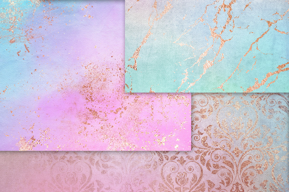 Rose Gold and Watercolor Digital Paper example image 3.