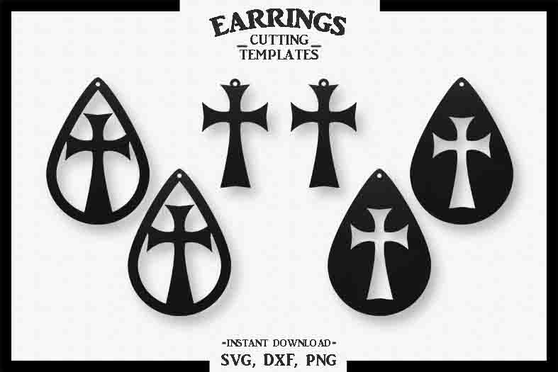 Download Cross Earrings SVG, Cut File, Silhouette, Cricut, Teardrop