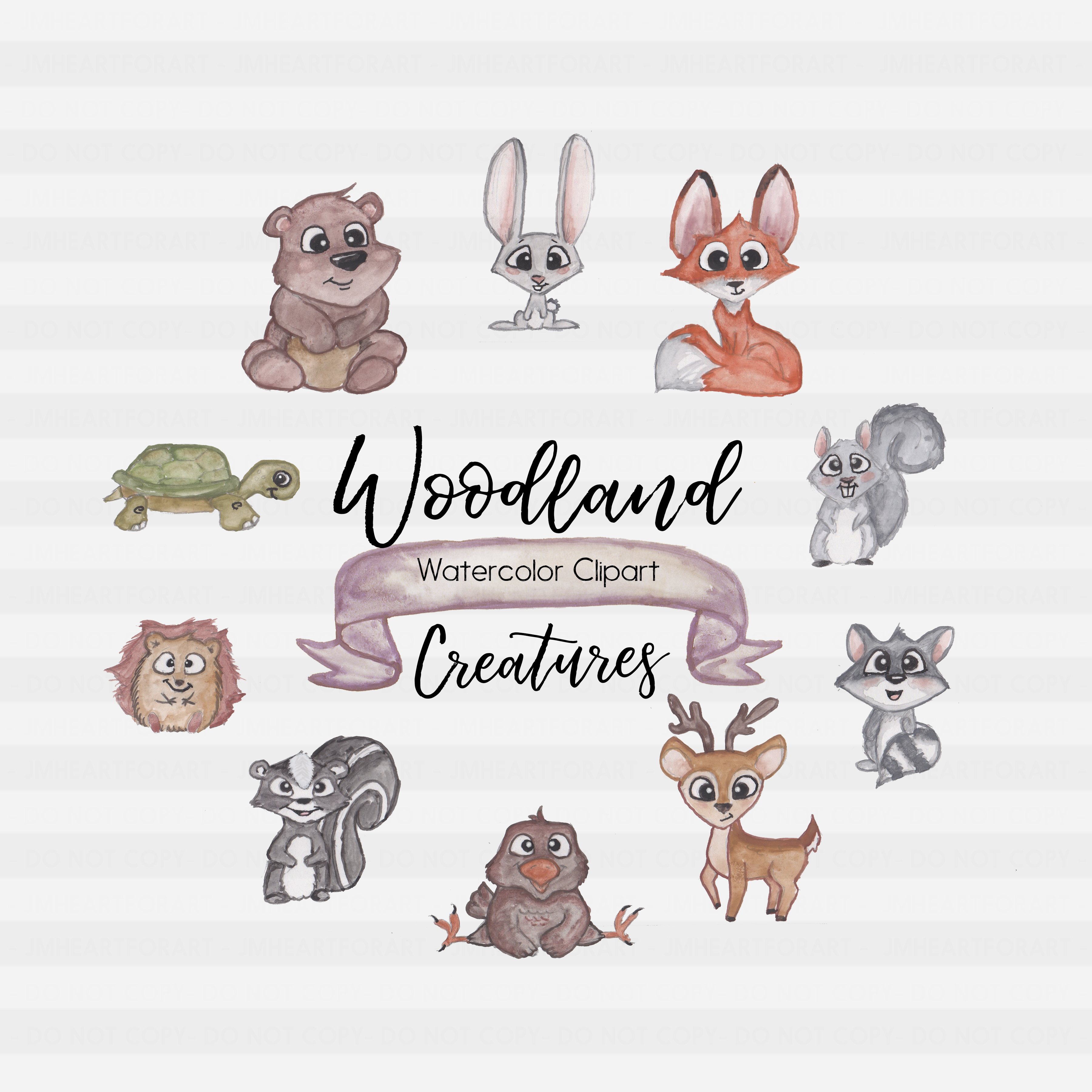 Download Woodland Clipart-Watercolor Clipart-Animal Clipart-Cute ...