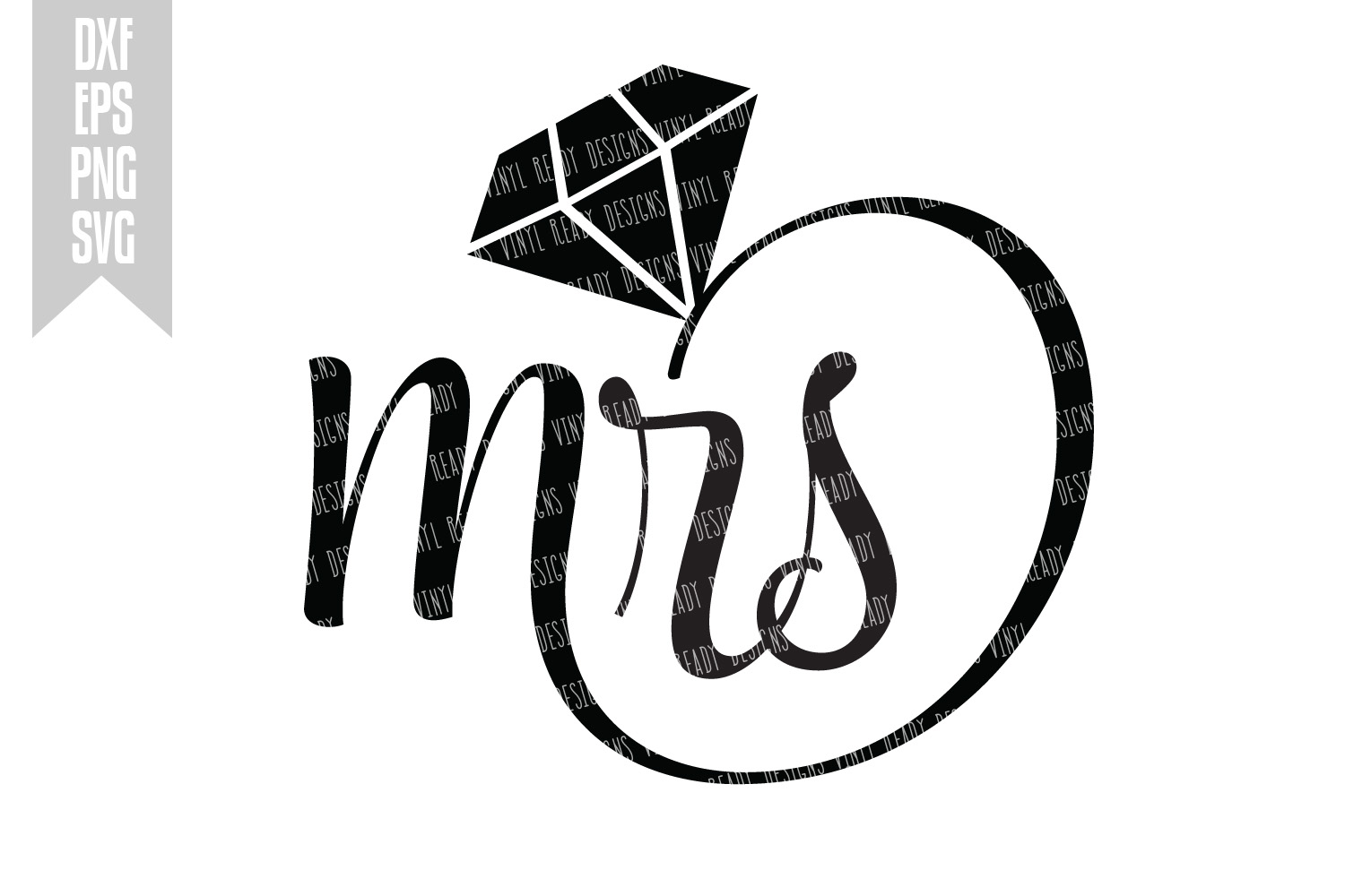 Download Mrs - Diamond Ring - Bride Wedding Vector Clip Art - Cutting Files - DXF EPS PNG SVG