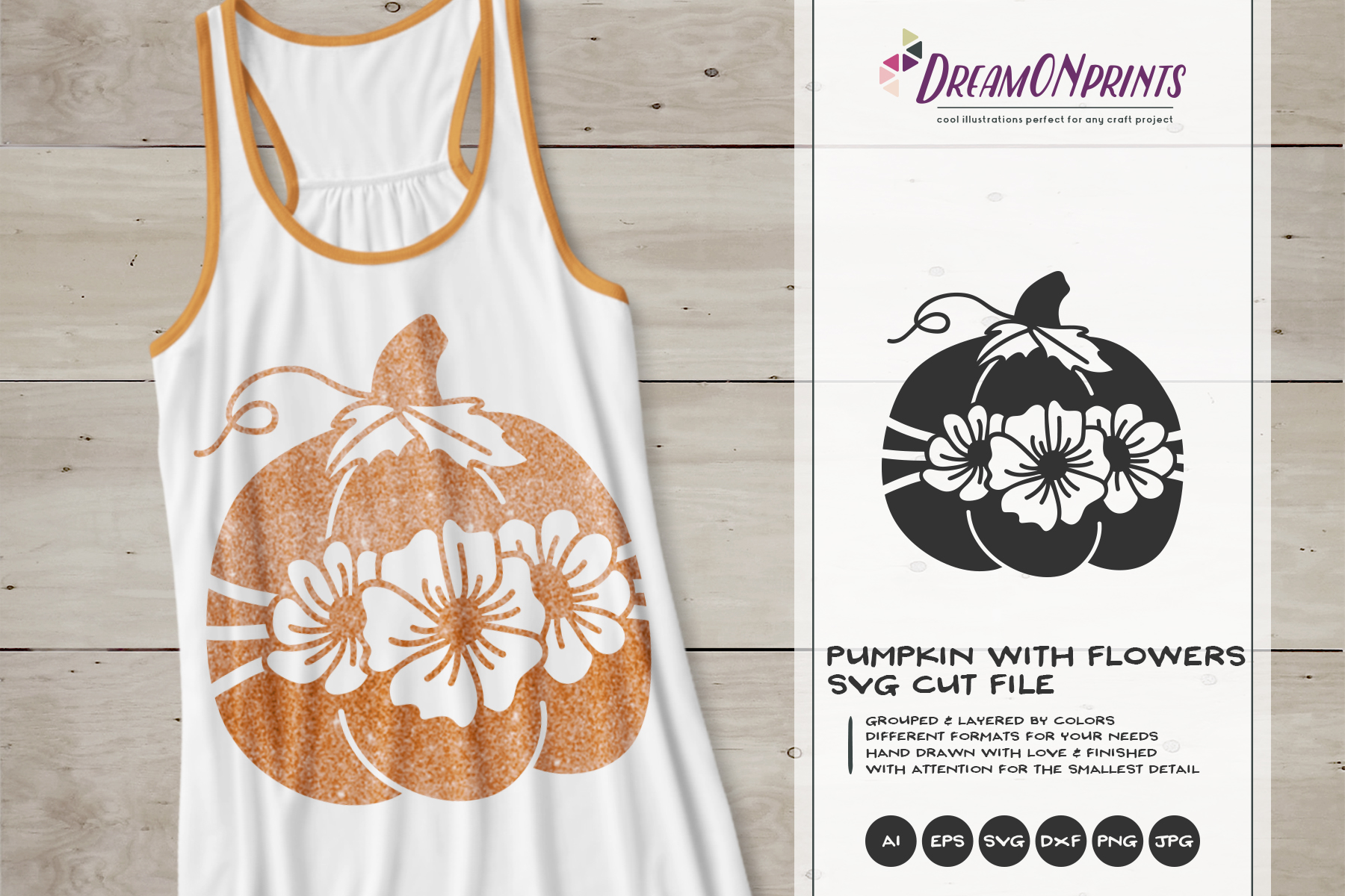 Download Pumpkin with Flowers SVG | Thanksgiving | Fall SVG (326035) | Cut Files | Design Bundles